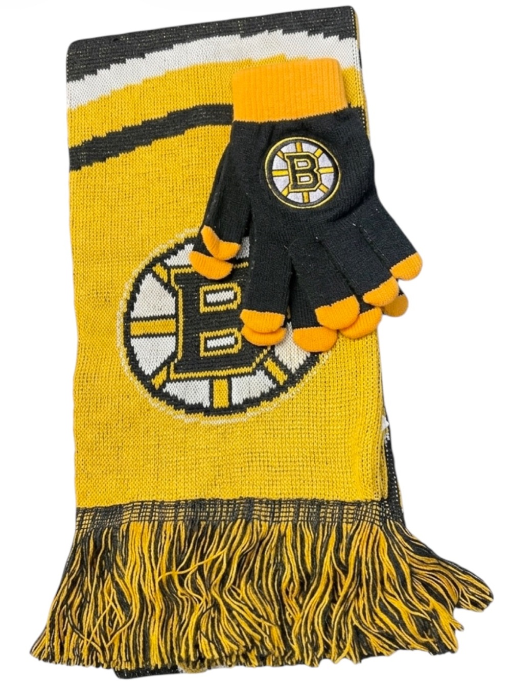 Boston Bruins FOCO Glove & Scarf Combo Set NHL hockey sports NWT